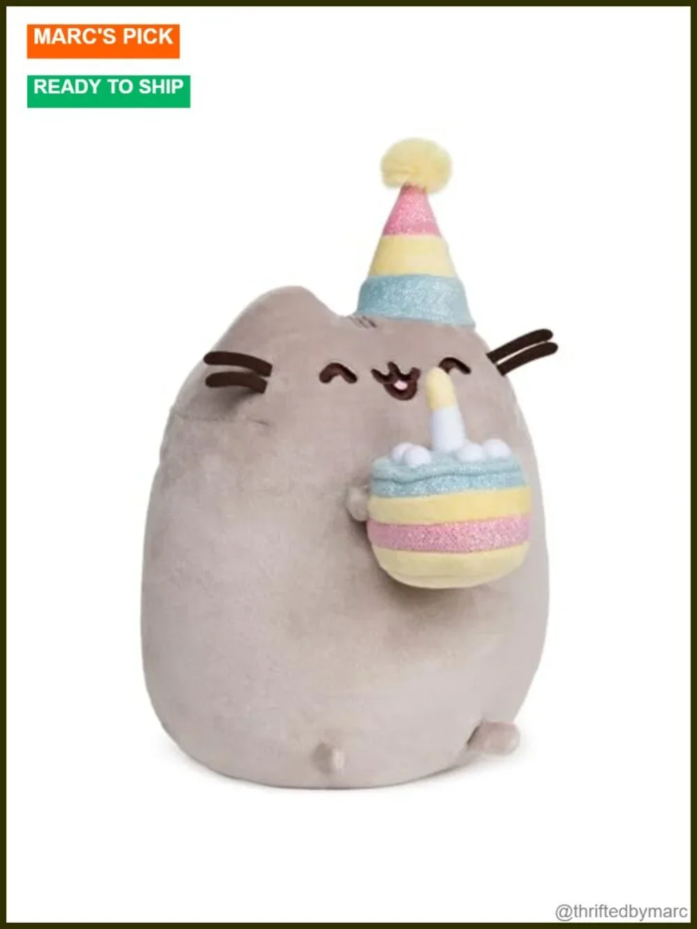 Pusheen Birthday Cake Snackable Plush 9.5in GUND Soft Huggable Kawaii Cat